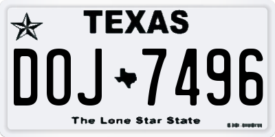 TX license plate DOJ7496
