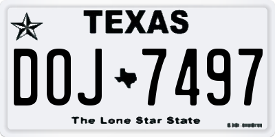 TX license plate DOJ7497