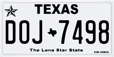 TX license plate DOJ7498