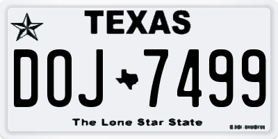 TX license plate DOJ7499