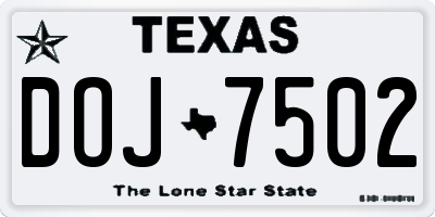 TX license plate DOJ7502