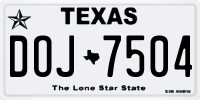 TX license plate DOJ7504