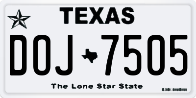 TX license plate DOJ7505