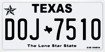 TX license plate DOJ7510
