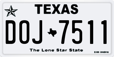 TX license plate DOJ7511