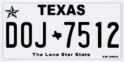 TX license plate DOJ7512
