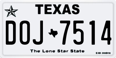 TX license plate DOJ7514
