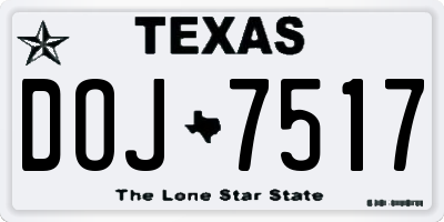 TX license plate DOJ7517