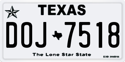 TX license plate DOJ7518