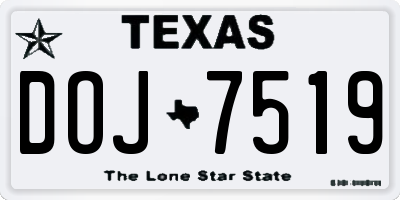 TX license plate DOJ7519