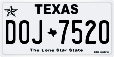 TX license plate DOJ7520