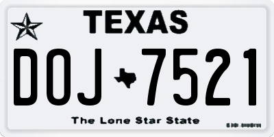 TX license plate DOJ7521