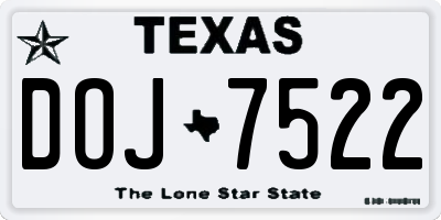 TX license plate DOJ7522