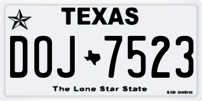 TX license plate DOJ7523