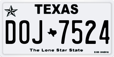 TX license plate DOJ7524