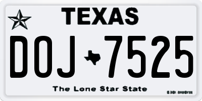 TX license plate DOJ7525