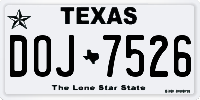 TX license plate DOJ7526