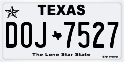 TX license plate DOJ7527