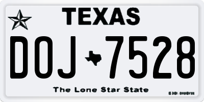 TX license plate DOJ7528