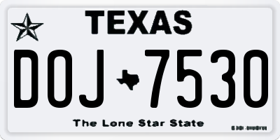 TX license plate DOJ7530