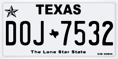 TX license plate DOJ7532