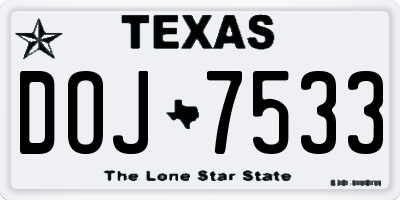TX license plate DOJ7533