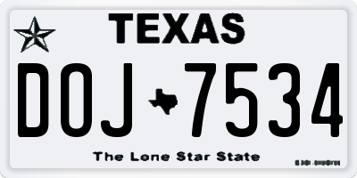 TX license plate DOJ7534