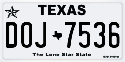 TX license plate DOJ7536
