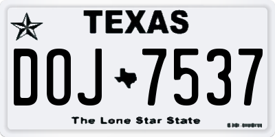 TX license plate DOJ7537