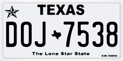 TX license plate DOJ7538