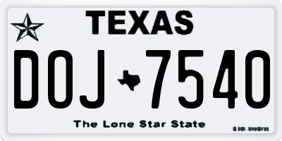 TX license plate DOJ7540