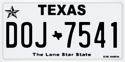 TX license plate DOJ7541