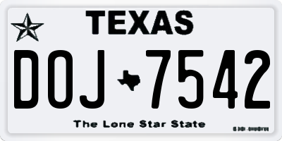 TX license plate DOJ7542
