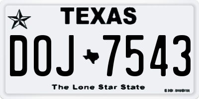 TX license plate DOJ7543