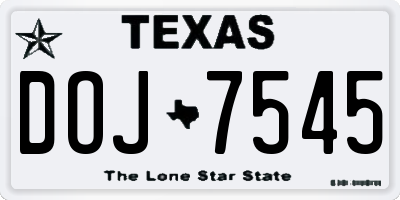 TX license plate DOJ7545