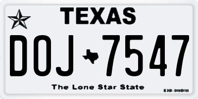 TX license plate DOJ7547