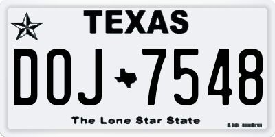 TX license plate DOJ7548
