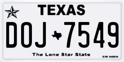 TX license plate DOJ7549