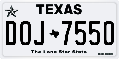 TX license plate DOJ7550