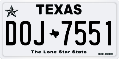 TX license plate DOJ7551