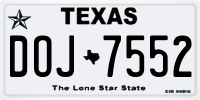 TX license plate DOJ7552