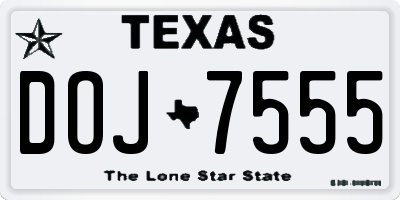 TX license plate DOJ7555