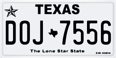 TX license plate DOJ7556