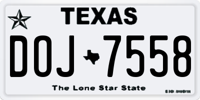 TX license plate DOJ7558