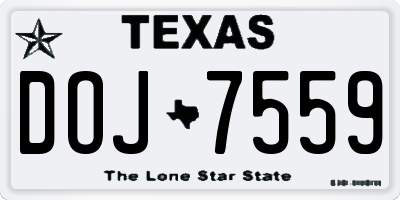 TX license plate DOJ7559