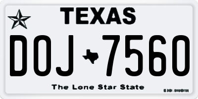 TX license plate DOJ7560