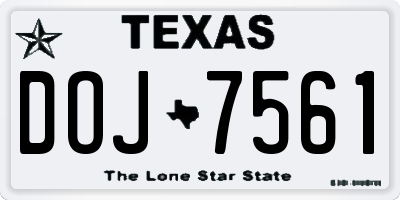 TX license plate DOJ7561