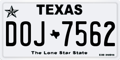 TX license plate DOJ7562