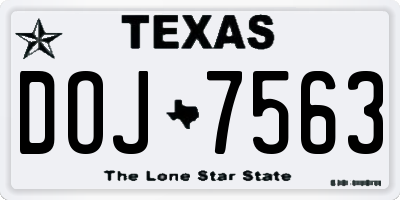 TX license plate DOJ7563