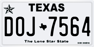 TX license plate DOJ7564